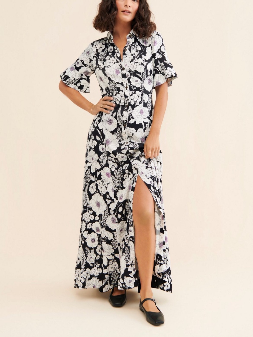 Maeve by Anthropologie Printed Short Sleeve Shirt Dress size 3X black and white
